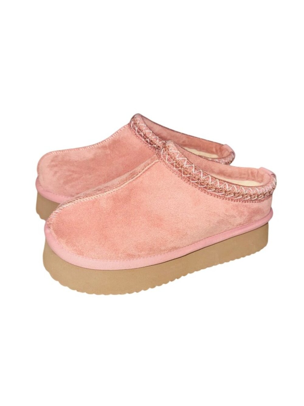 Corkys Vegan Suede Pillow Talk Pink Slip-On Platform Slippers W/ Fleece Lining 7